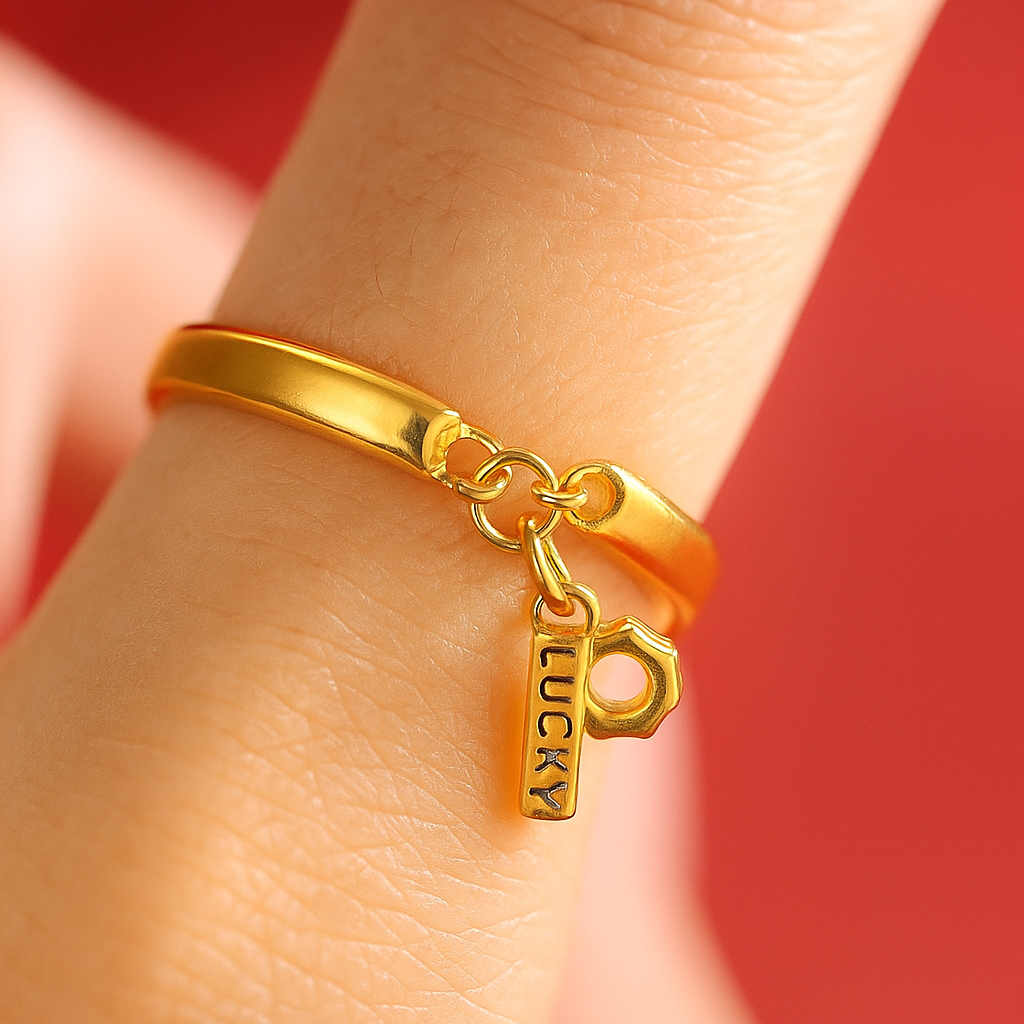 LuckyShine™ Gouden Ring voor Dames – Modieuze, Dikke Ring, 18K goudlook, Verstelbaar & Perfect als Cadeau