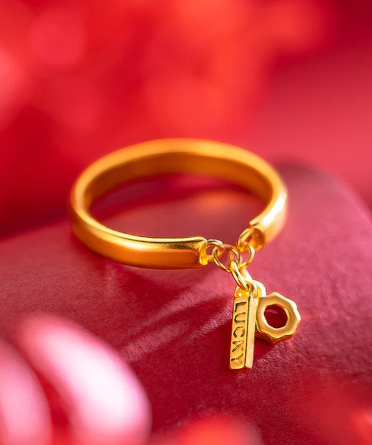 LuckyShine™ Gouden Ring voor Dames – Modieuze, Dikke Ring, 18K goudlook, Verstelbaar & Perfect als Cadeau
