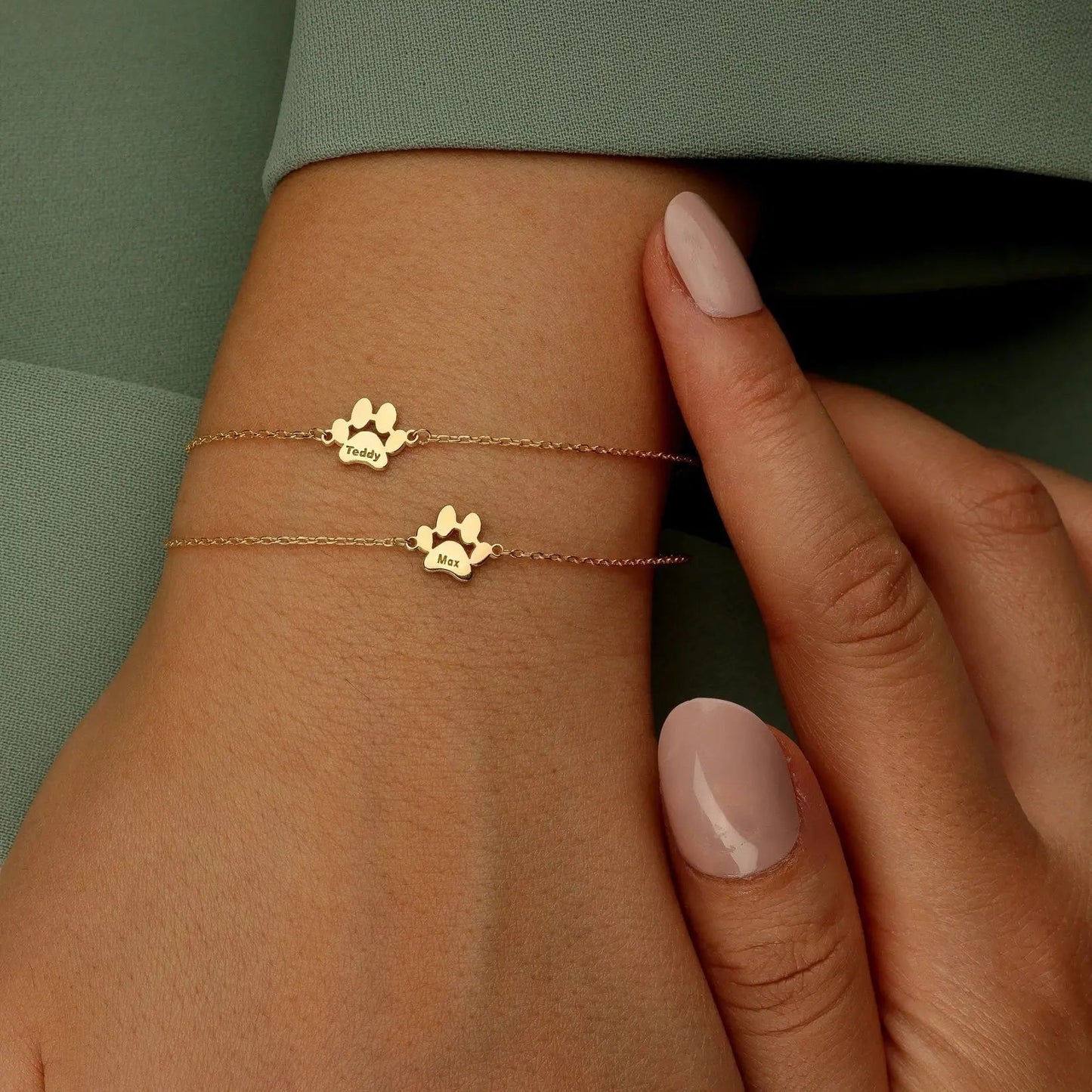 Custom Paw Name Bracelet - Gepersonaliseerde Pootafdruk Armband