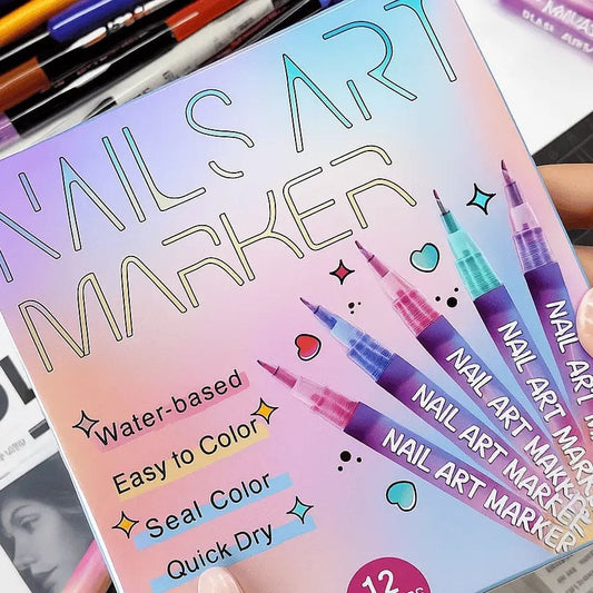 Nail Art Markers™ | FINE Line & BOLD Stift Markers | Voor Strakke Lijnen én Volledige Kleurvlakken MI'VORA