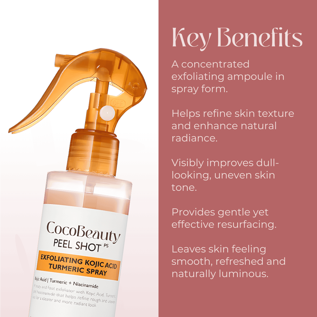 Sleutelingrediënten van de Body Peeling Spray: kojinezuur en kurkuma voor een stralende huid