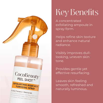 Sleutelingrediënten van de Body Peeling Spray: kojinezuur en kurkuma voor een stralende huid