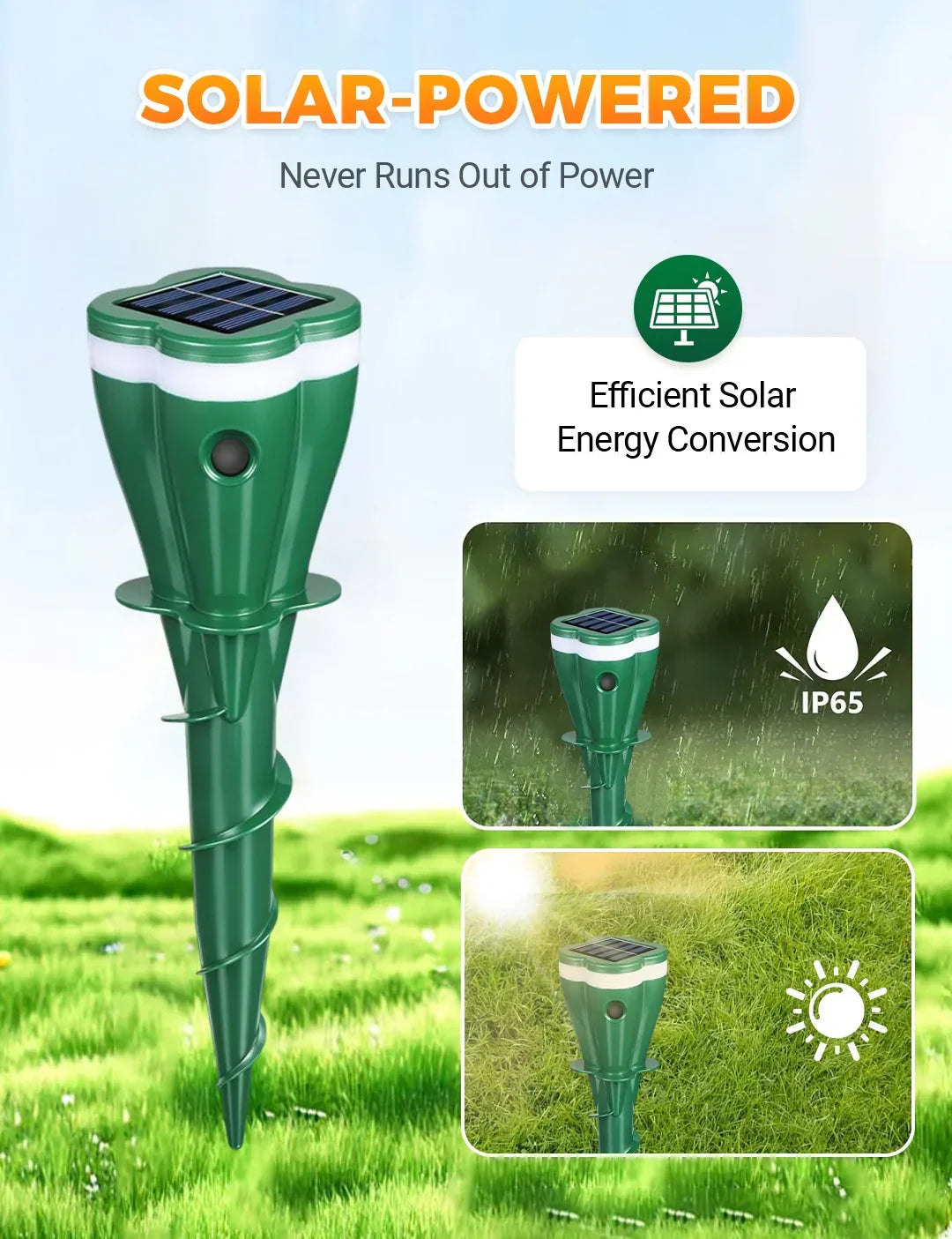 🔥New Arrival 2026🔥 Solar Powered Waterproof Screw Mole Repellent