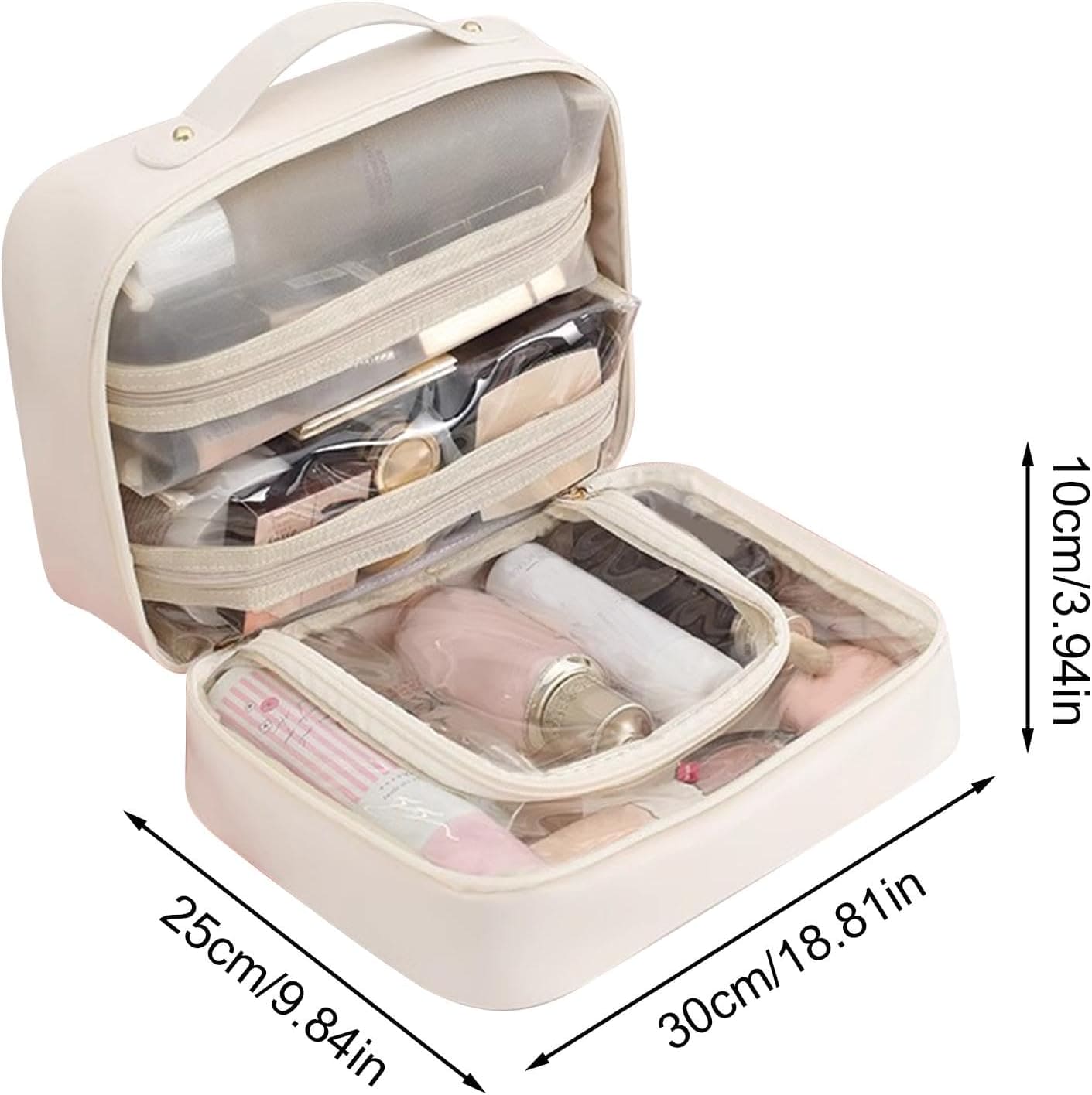Tavella Lady™ | Make-uptas voor op reis, draagbaar zakje met meerdere vakken, make-uptas met grote capaciteit, make-uptas voor borstels, lippenstiften, eyeliners, Wit, Refer to description, Unisex