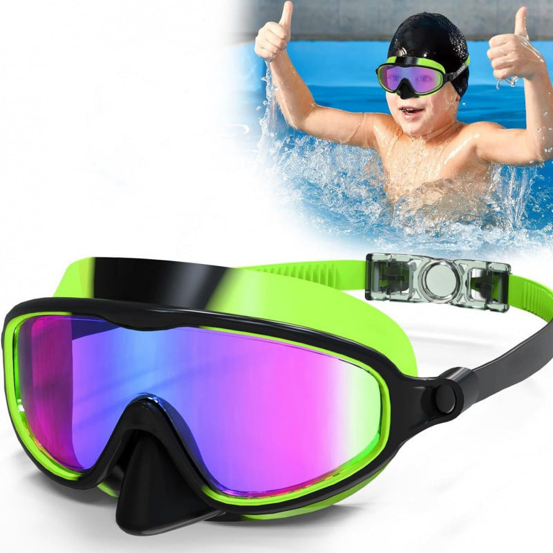 Amazon's Hottest Children's Swimming Goggles and Diving Equipment Silicone Waterproof and Anti-Fog High-Definition Large-Frame Swimming Goggles Manufacturer Wholesale