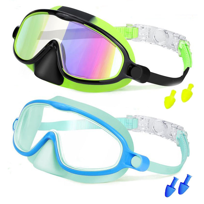 Amazon's Hottest Children's Swimming Goggles and Diving Equipment Silicone Waterproof and Anti-Fog High-Definition Large-Frame Swimming Goggles Manufacturer Wholesale