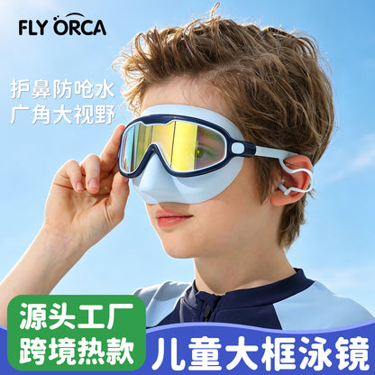 New Diving Goggles for Children, Men and Women, High-Definition Waterproof, Anti-Fog, Electroplated, Water-Proof, Children's Large-Frame Swimming Goggles