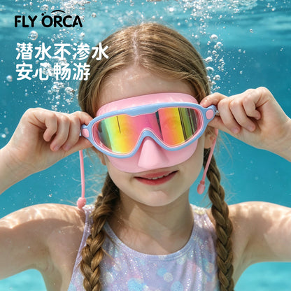 New Diving Goggles for Children, Men and Women, High-Definition Waterproof, Anti-Fog, Electroplated, Water-Proof, Children's Large-Frame Swimming Goggles