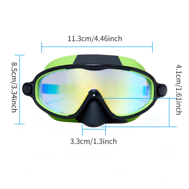 Amazon's Hottest Children's Swimming Goggles and Diving Equipment Silicone Waterproof and Anti-Fog High-Definition Large-Frame Swimming Goggles Manufacturer Wholesale