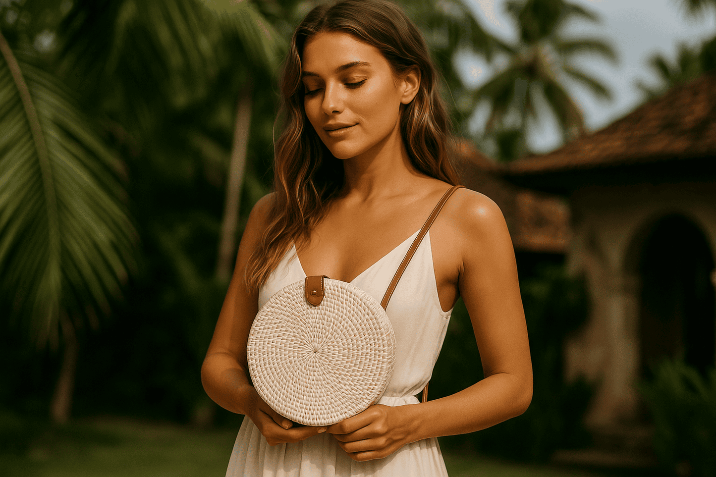 Canggu White Rattan Bag Bali -  Tasje voor al je essentials op een festival