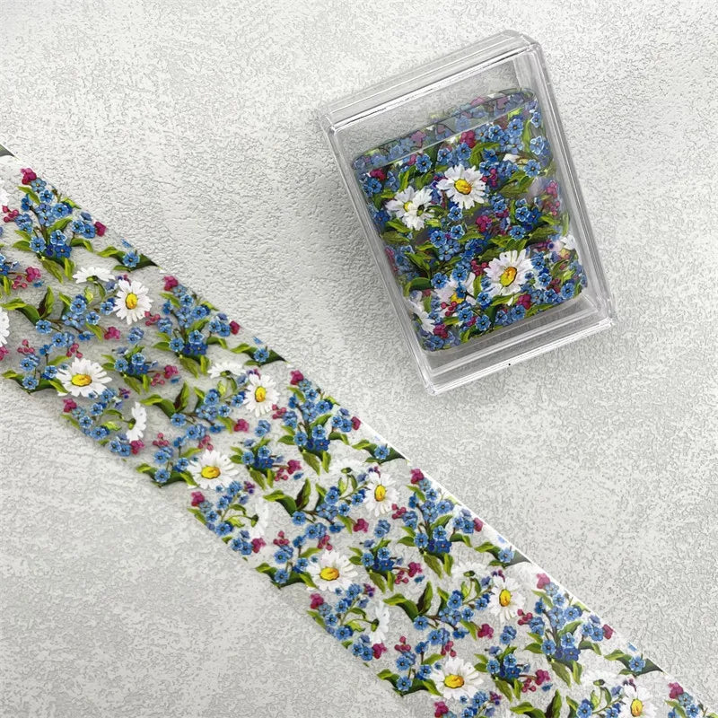 1 STUK 100cm. Bloem Nagelfolies voor Transfer Papier Bloemenstickers.