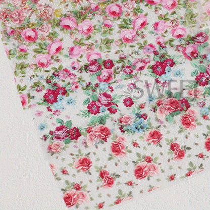 10 STUKS Gemengde Nail Art Folies Transfer Sticker Set. Rose Bloem Ontwerpen. Bloemen Sterrenhemel. Nail Wraps Romantische Sfeer.