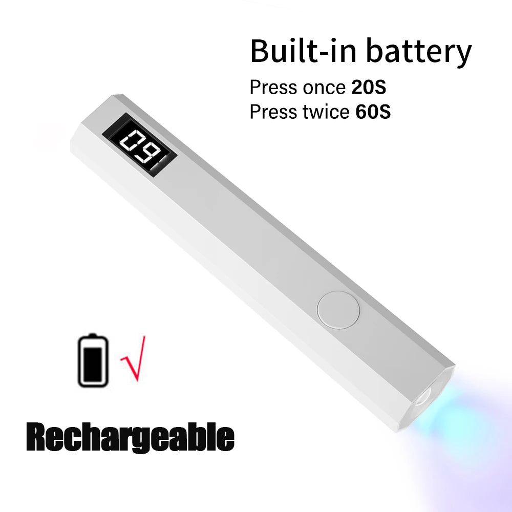 YIKOOLIN Handheld UV/LED Lamp voor Nagels 3W Draagbare Mini UV Lamp voor Gel Nagels 2 Timer Instellingen LED Nagellamp Thuisgebruik