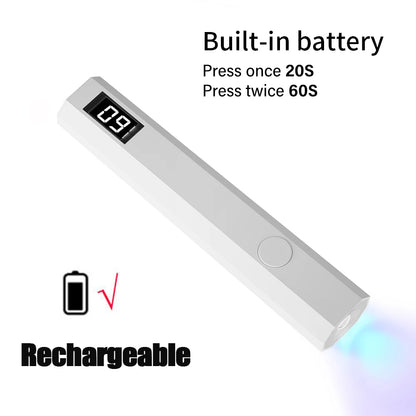 YIKOOLIN Handheld UV/LED Lamp voor Nagels 3W Draagbare Mini UV Lamp voor Gel Nagels 2 Timer Instellingen LED Nagellamp Thuisgebruik