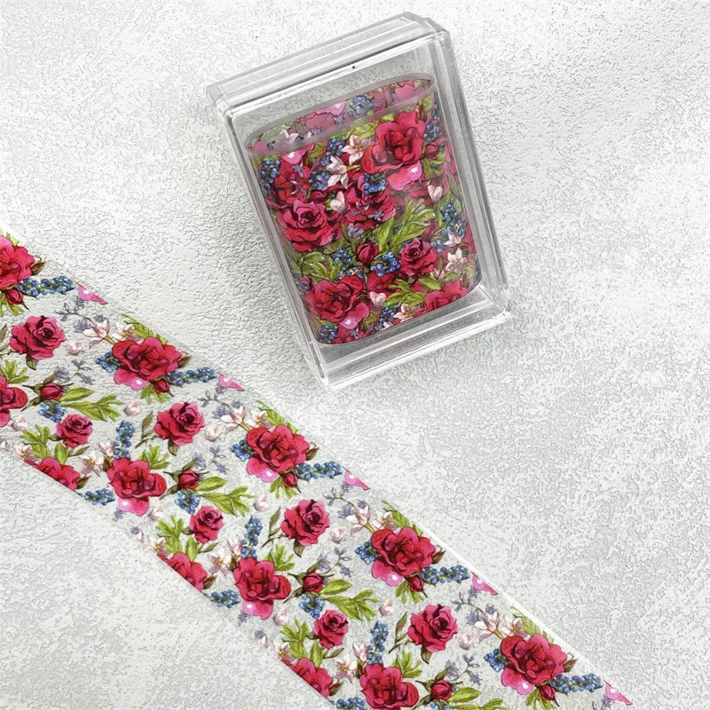 1 STUK 100cm. Bloem Nagelfolies voor Transfer Papier Bloemenstickers.