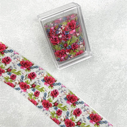 1 STUK 100cm. Bloem Nagelfolies voor Transfer Papier Bloemenstickers.