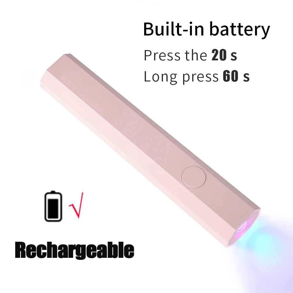 YIKOOLIN Handheld UV/LED Lamp voor Nagels 3W Draagbare Mini UV Lamp voor Gel Nagels 2 Timer Instellingen LED Nagellamp Thuisgebruik