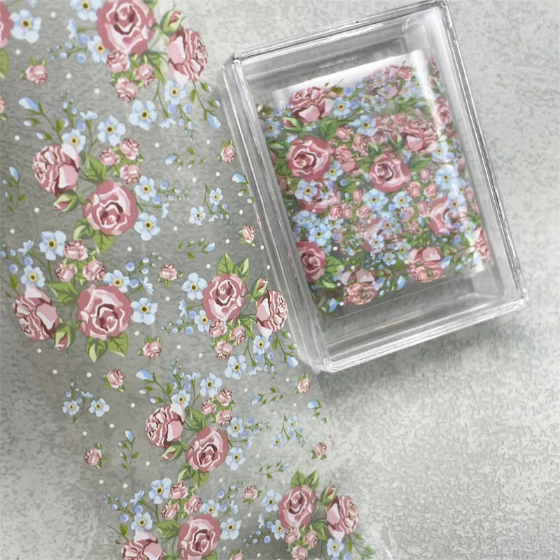 1 STUK 100cm. Bloem Nagelfolies voor Transfer Papier Bloemenstickers.