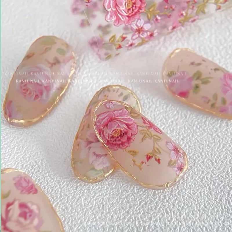 1 STUK 100cm. Bloem Nagelfolies voor Transfer Papier Bloemenstickers.