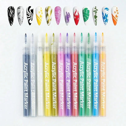 Nail Art Markers™ | FINE Line & BOLD Stift Markers | Voor Strakke Lijnen én Volledige Kleurvlakken