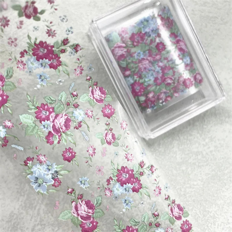 1 STUK 100cm. Bloem Nagelfolies voor Transfer Papier Bloemenstickers.