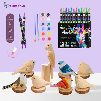 Houten Vogel & Marker DIY Knutselset 🦜