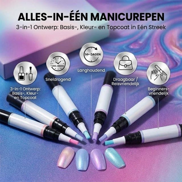 MI’VORA NailGlow Studio Pennen| Gellak, kleur én topcoat in één pen!