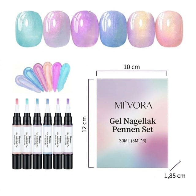 MI’VORA NailGlow Studio Pennen| Gellak, kleur én topcoat in één pen!