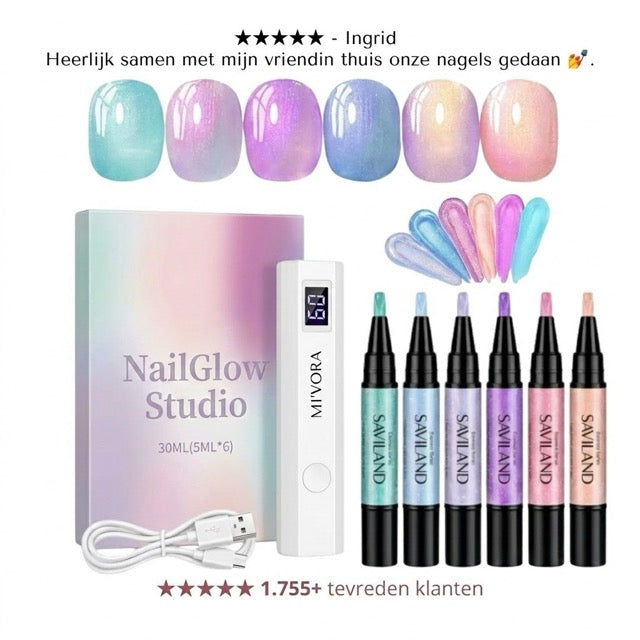 MI’VORA NailGlow Studio Pennen | Gellak, kleur én topcoat in één pen + GRATIS UV LED Nagellamp!
