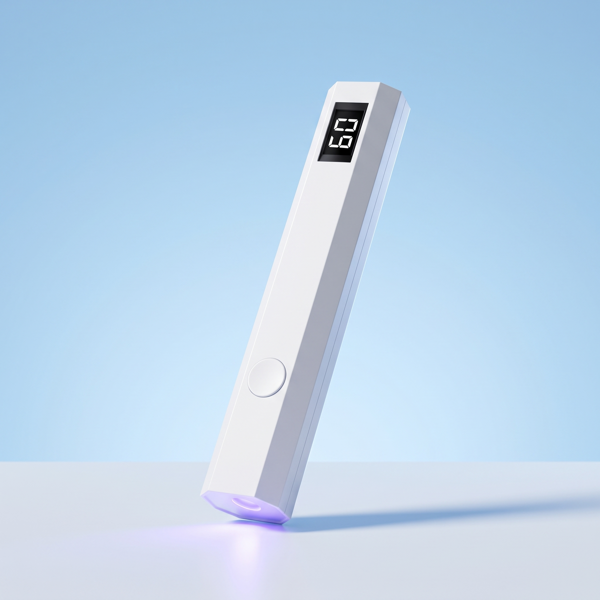 MIVORA UV/LED Lamp met ingeschakeld UV licht en timer op 60 seconden