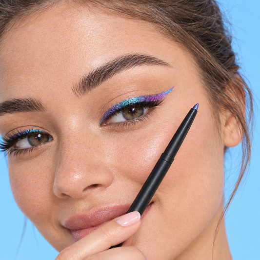 Vrouw met de MIVORA glitter eyeliner