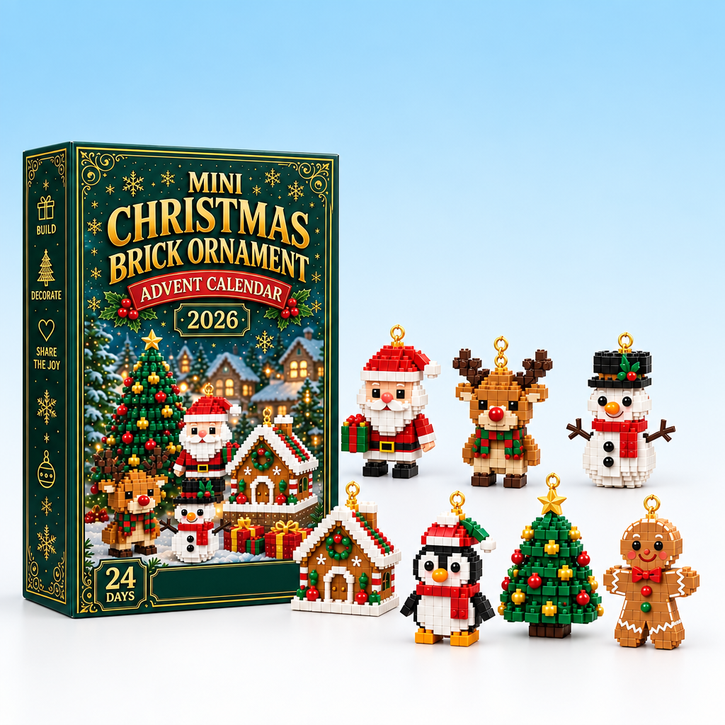 Adventkalender Bouwset met zeven mini kerstornamenten