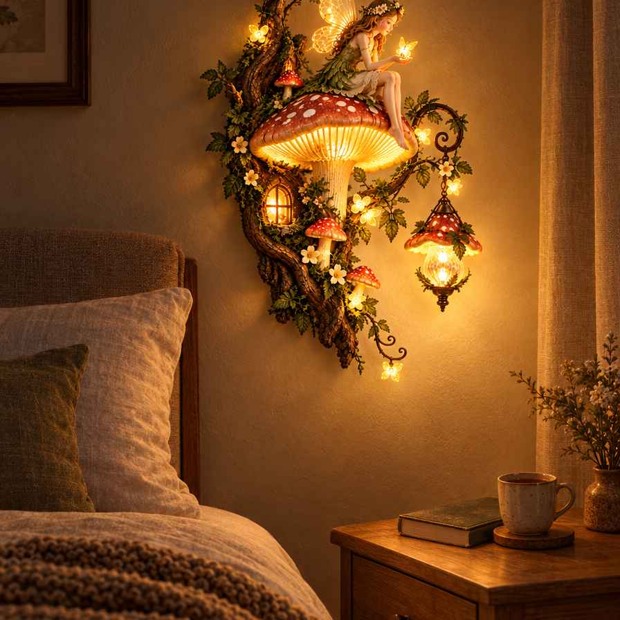 Sprookjesbos Wandlamp naast het bed