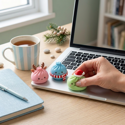Squishies op het bureau