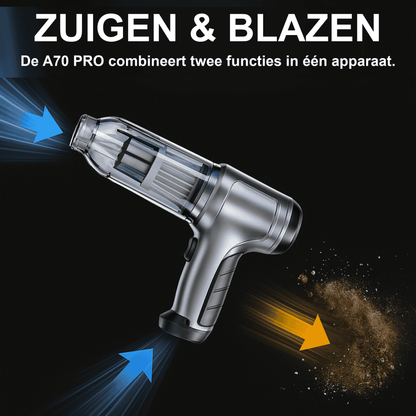 A70 PRO 2-in-1: zuigen en blazen voor moeilijk bereikbare plekken in de auto