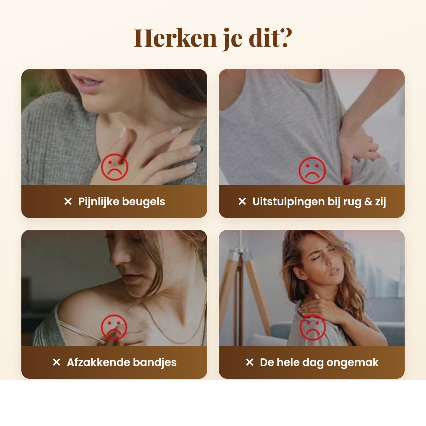 Problemen met gewone bh's: pijnlijke beugels en afzakkende bandjes