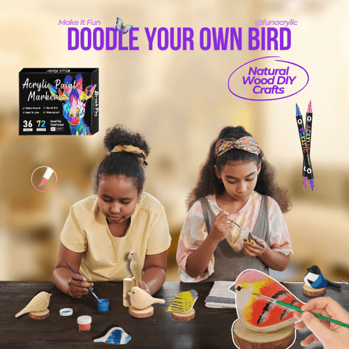 Houten Vogel & Marker DIY Knutselset 🦜